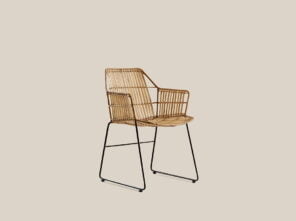 Angelo Rattan Dining Chair with Black Iron Legs