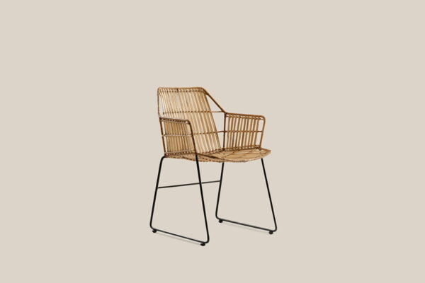 Angelo Rattan Dining Chair with Black Iron Legs