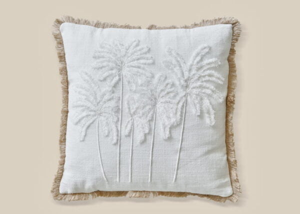 Palm Tree Cushion White