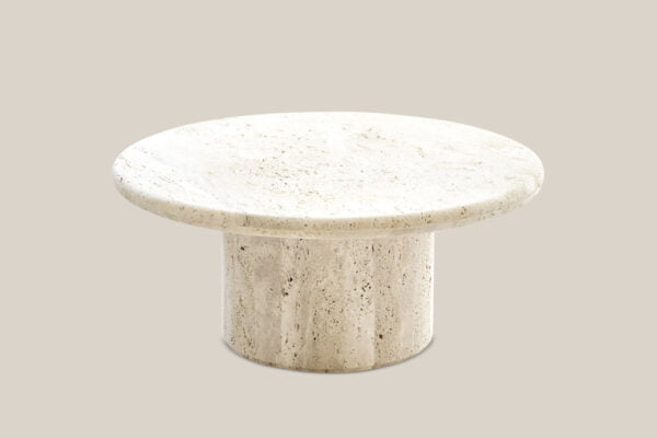 Ivy Travertine Large White Round Coffee Table